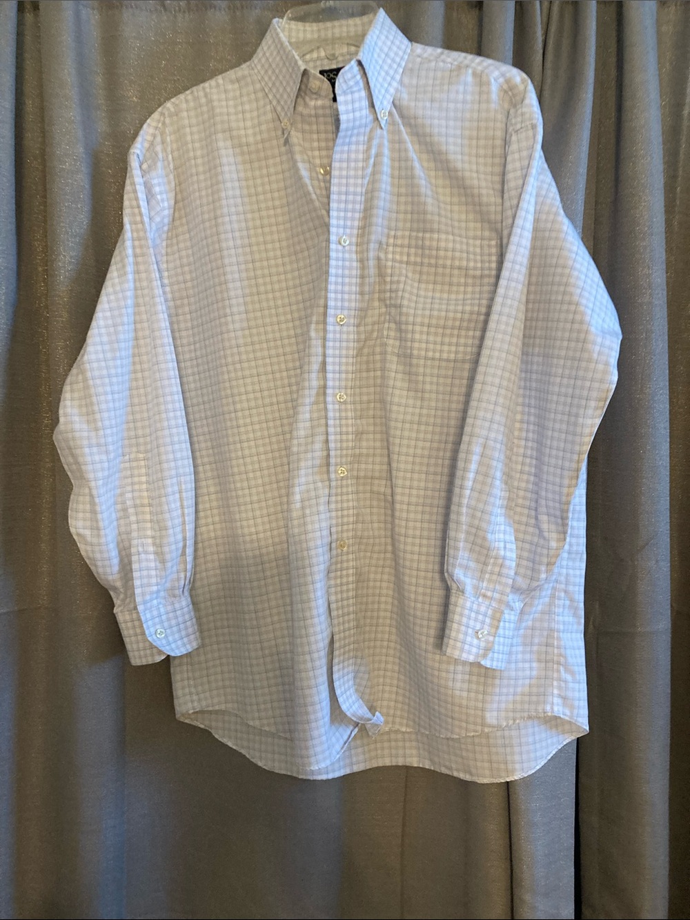Jos. A. Bank Light Blue and White Plaid Button-Down Shirt 100% cotton